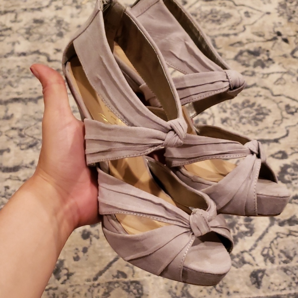 Gray suede sandals
